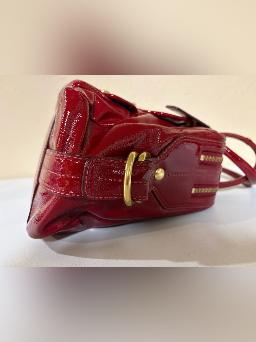 Coach Red Patent Turn Lock Satchel Bleeker Street Limited Edition Peyton 13051 - Picture 7 of 12